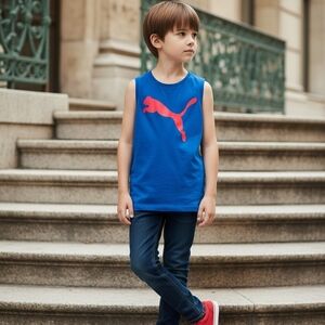 Puma Kids Blue Sleeveless Tee